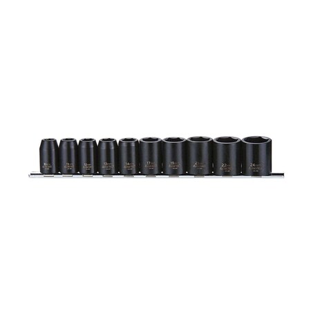 Teng Tools 10 Piece 1/2" Drive 6 Point Regular Metric Impact Socket Set - 91 9121